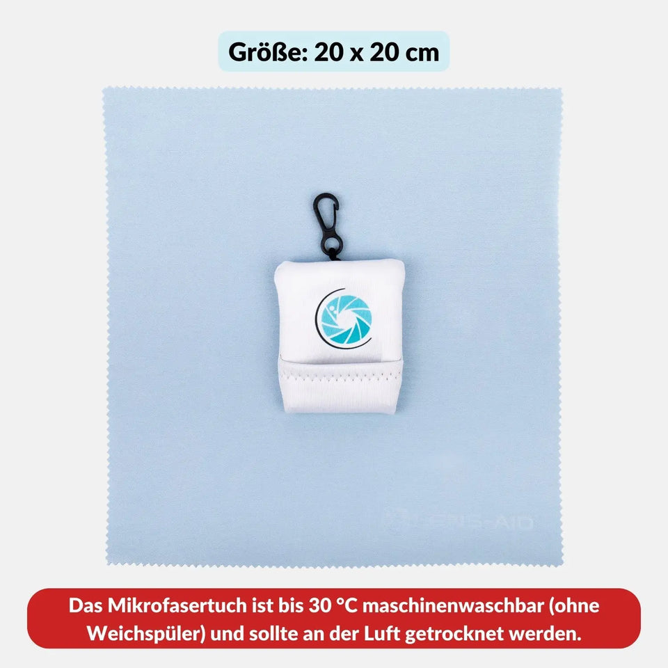 Panno in microfibra per la pulizia con custodia e moschettone - Fotocamere e fotografia > Accessori per fotocamere Panni in microfibra per la pulizia della fotocamera