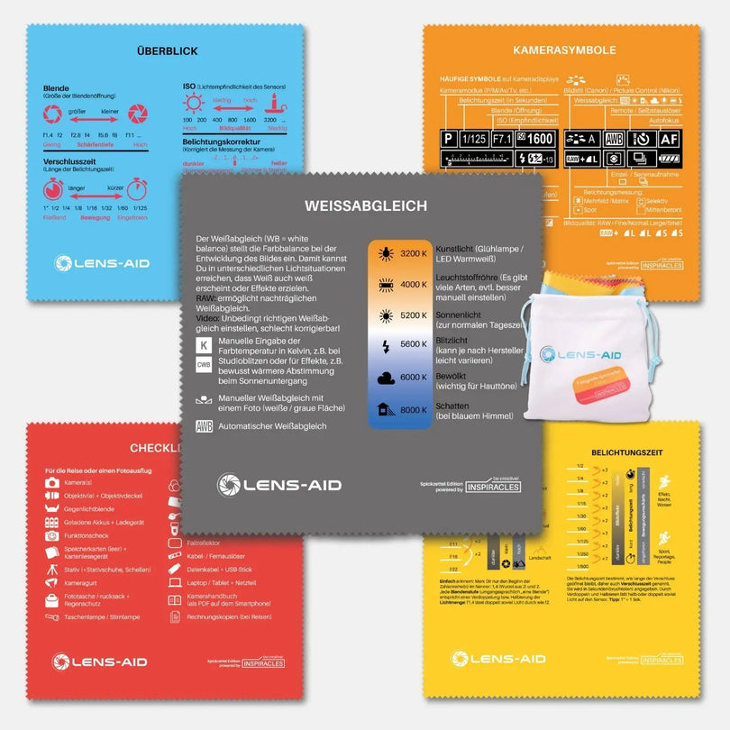 Microfiber cleaning cloths “Inspiracles Cheat Sheet Edition” – 5-pack - Camera & Photo > Camera Accessories Camera Cleaning