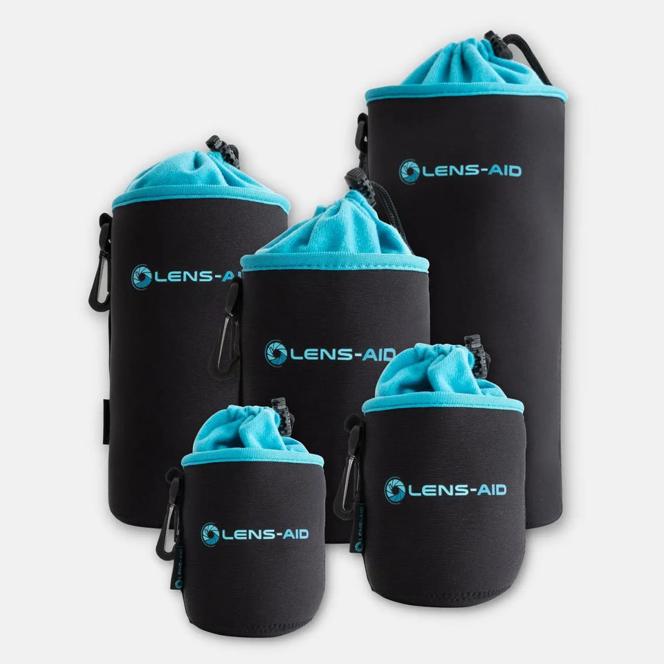 Neopren Objektivbeutel mit Fleece-Fütterung - 5er Set (XS/S/M/L/XL) - Kamera & Foto > Kamerazubehör Objektivzubehör