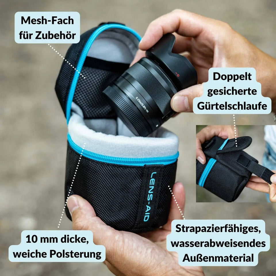 Objektivtasche gepolstert wasserabweisend mit Fleece-Futter - Kamera & Foto > Kamerazubehör Objektivzubehör
