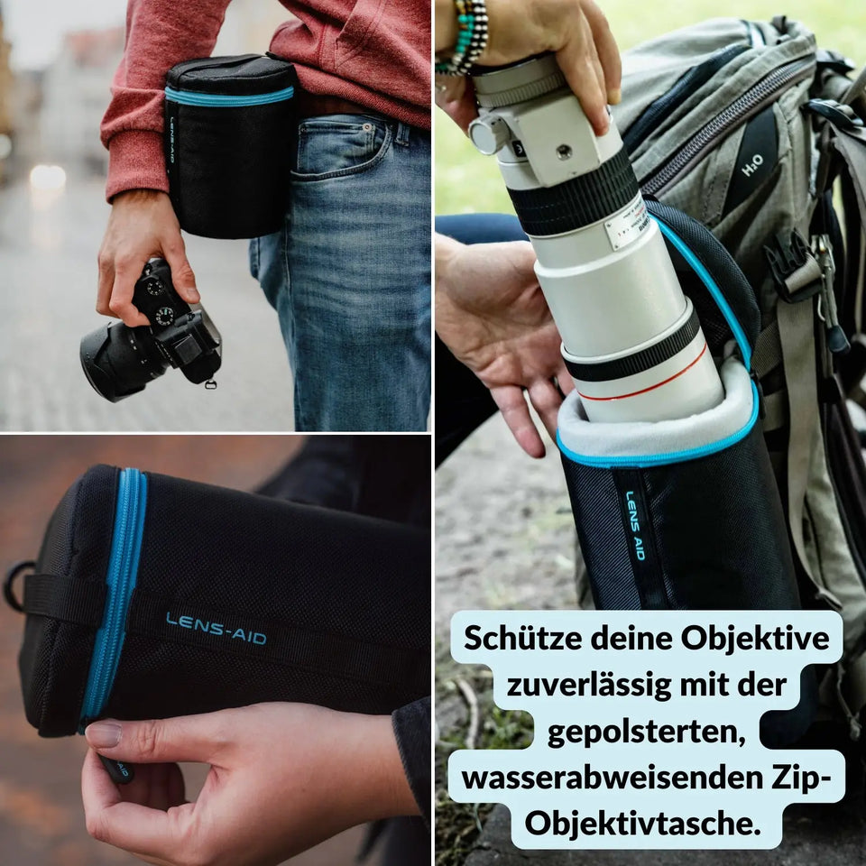 Objektivtasche gepolstert wasserabweisend mit Fleece-Futter - Kamera & Foto > Kamerazubehör Objektivzubehör