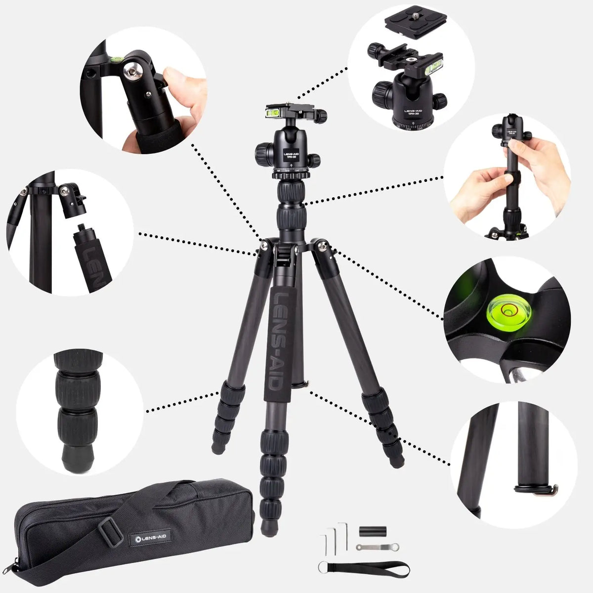 Carbon Reisestativ 160cm 4-in-1 bis 8kg mit 360° Kugelkopf – leicht & kompakt - Kamera Foto > Stative Einbeinstative