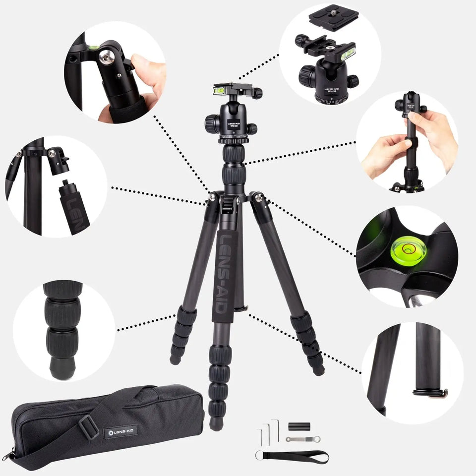 Carbon Reisestativ 160cm 4-in-1 bis 8kg mit 360° Kugelkopf – leicht & kompakt - Kamera Foto > Stative Einbeinstative