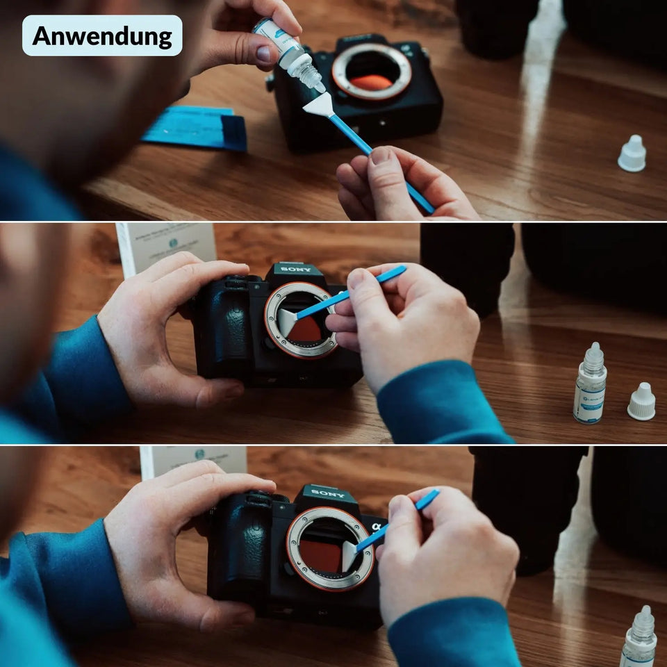Sensor Reinigungsset Vollformat 24 mm – 12 Swabs mit Reinigungsflüssigkeit - Kamera & Foto > Kamerazubehör