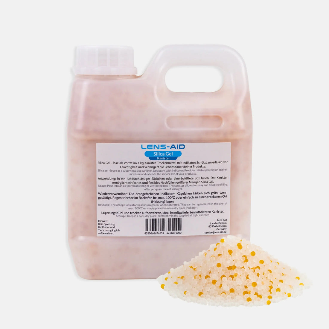 Silica Gel 1kg/2kg – Regenerierbares Trockenmittel mit Farbindikator (Orange/Grün) - 2000 g