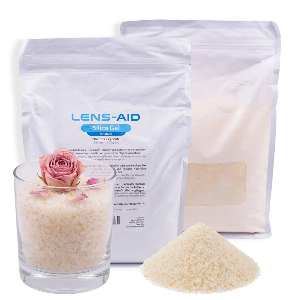 Gel de silice pour le séchage des fleurs - poudre fine avec indicateur de couleur