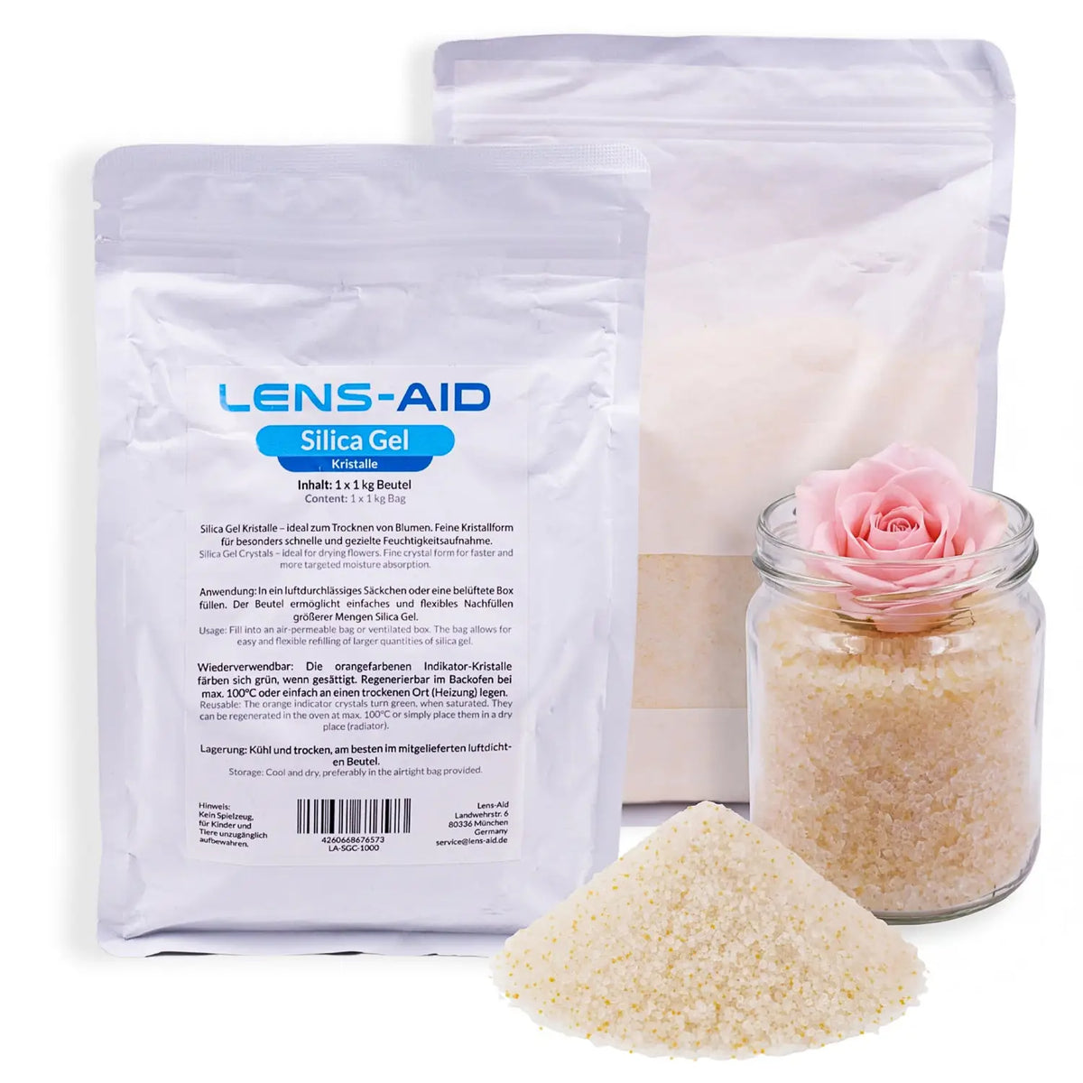 Gel de silice pour le séchage des fleurs - poudre fine avec indicateur de couleur