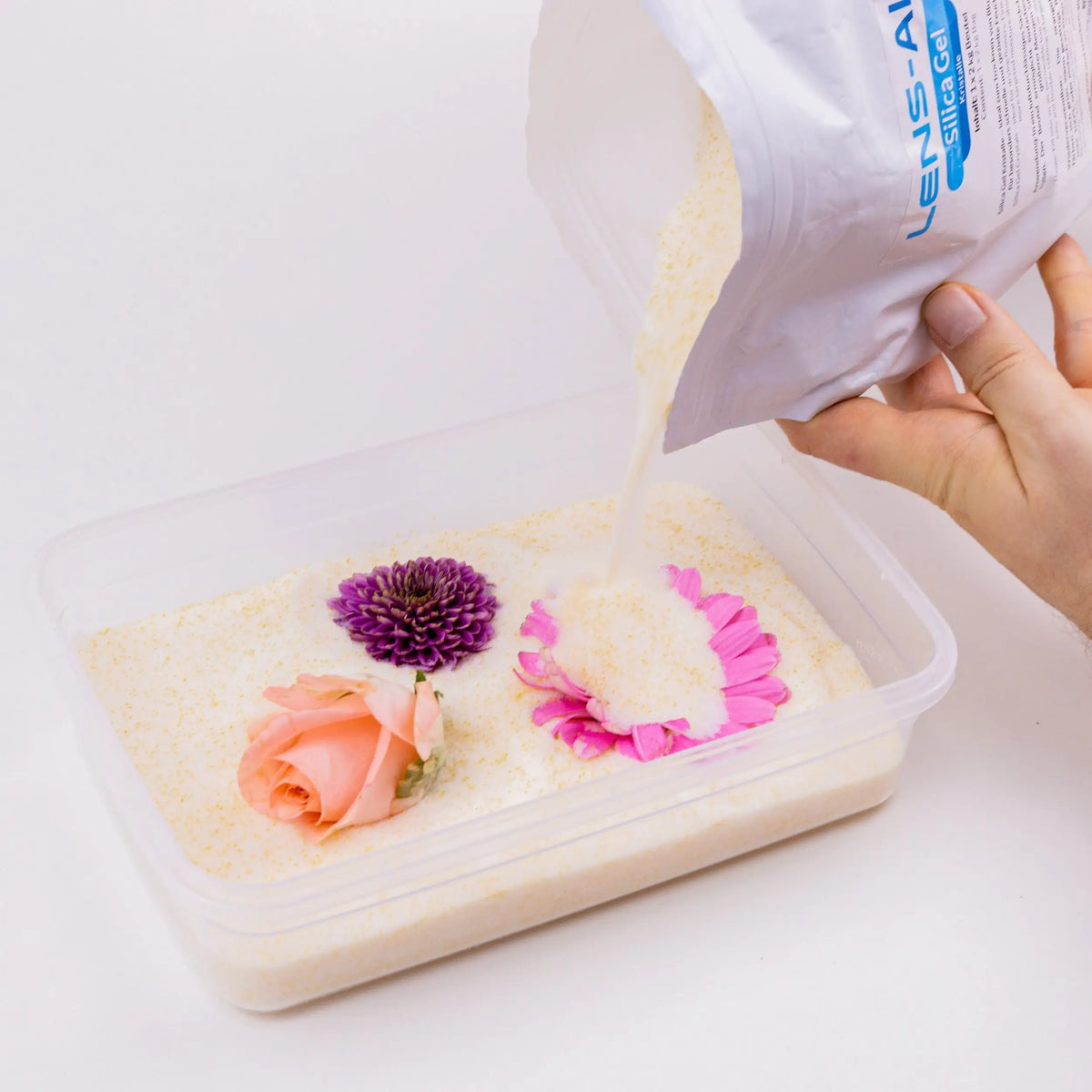 Gel de silice pour le séchage des fleurs - poudre fine avec indicateur de couleur