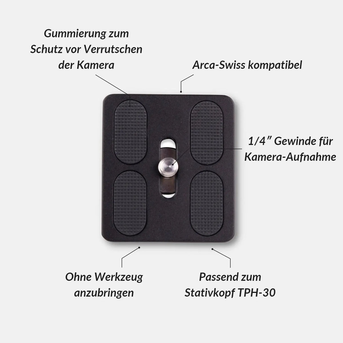 Tripod quick-release plate (55mm) TPH-30 for retrofitting - Camera & Photo > Tripods Monopods Tripod Accessories