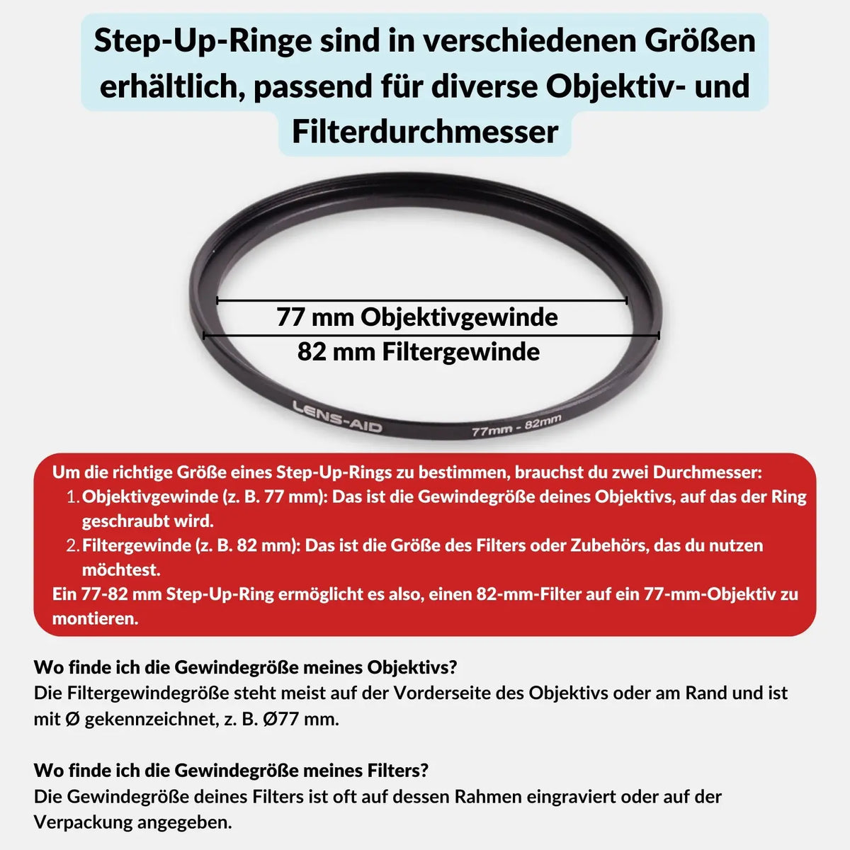 Step Up Ring 49 auf 52 mm – Filteradapter aus Aluminium - Kamera & Foto > Kamerazubehör Objektivzubehör Adapterringe
