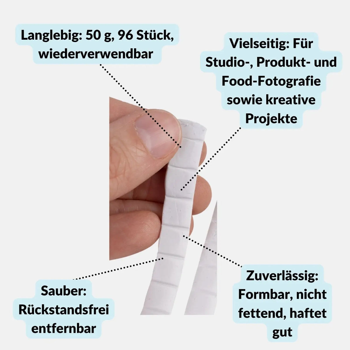 Weiße Klebeknete 96 Stück – wiederverwendbar & rückstandsfrei